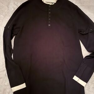 ORTTU Black Long Sleeve Henley Shirt